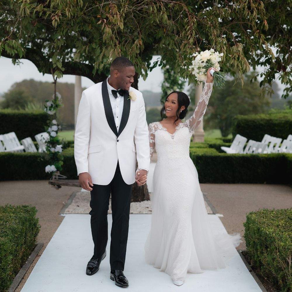 A gorgeous African-Caribbean Bride & Groom celebrate at Froyle Park.