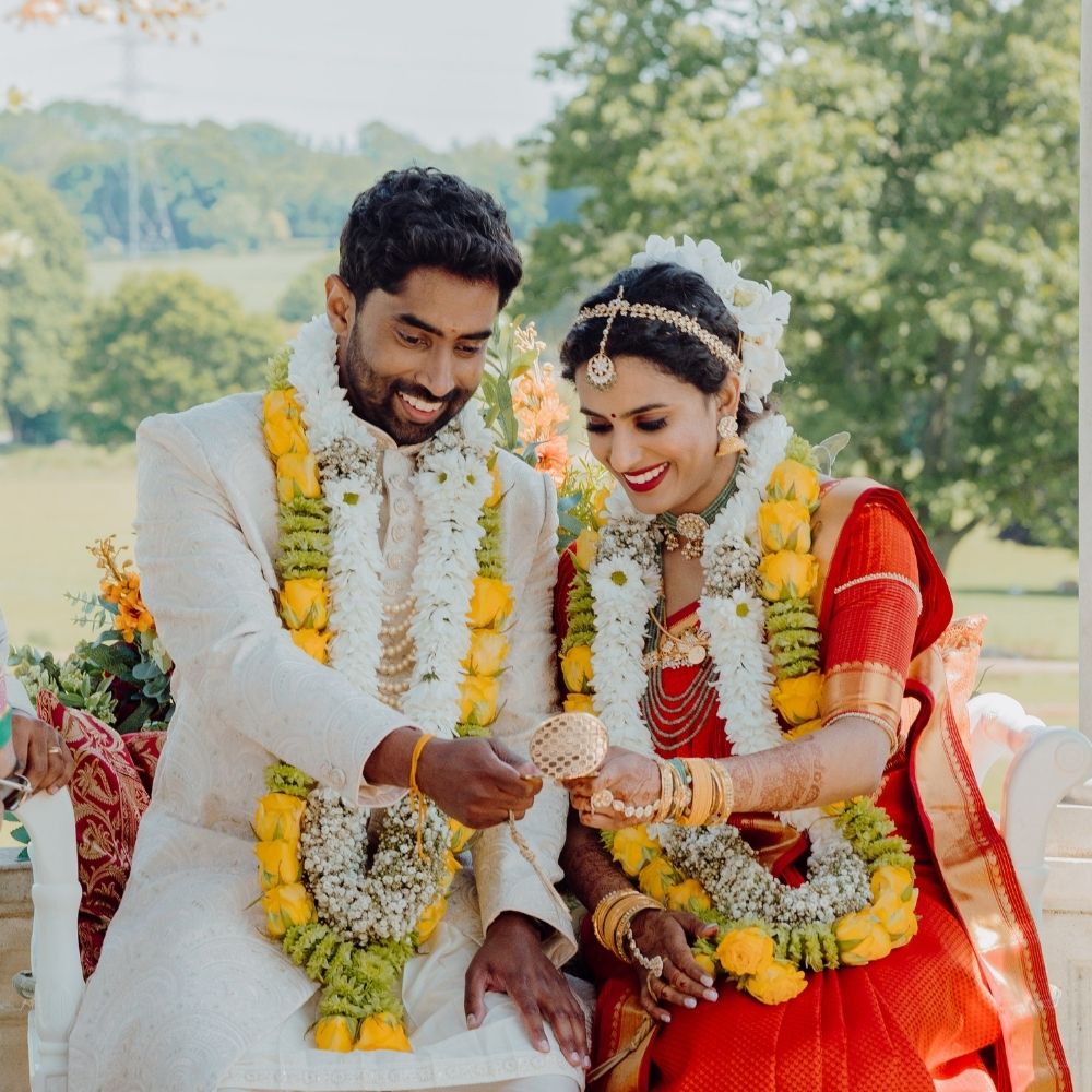 A Hindu bride and groom enjoy an outdoor ceremony at Froyle Park