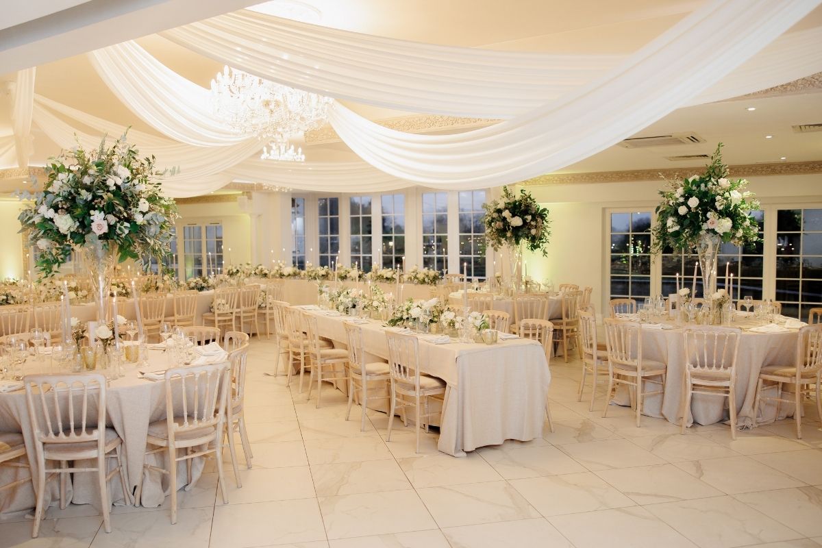 The Grand Ballroom at Froyle Park in Hampshire seats up to 300 guests for your wedding reception.