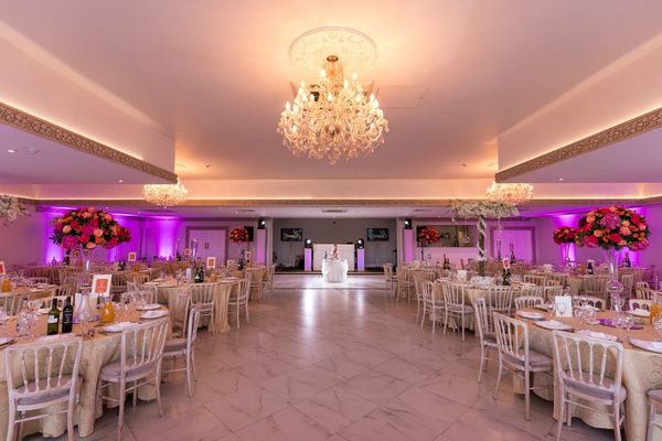 Grand Ballroom set up for an evening reception at Froyle Park.