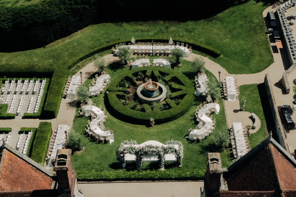 Outdoor wedding reception at Froyle Park in Hampshire.