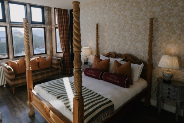 A bedroom at Froyle Park in Hampshire.
